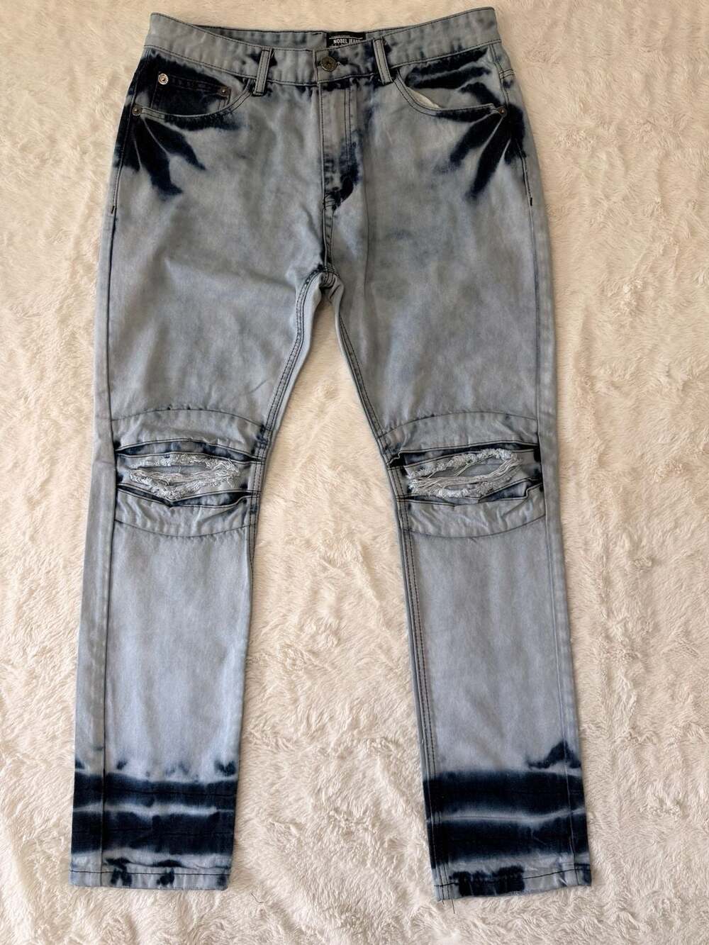 Nobel Jeans Men's Acid Wash Bleach Tie Dye Denim Jeans 36x30